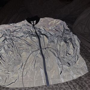 Fabletics Reflective Silver Bomber Jacket xl